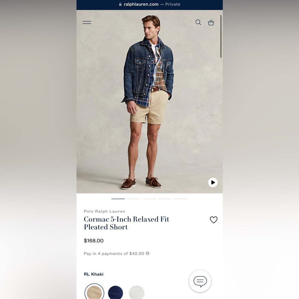 Ralph Lauren Pleated Chino Shorts in Khaki